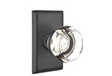 Emtek Glass Knob 2-3/8" Backset Privacy with Rectangular Rose for 1-1/4" to 2" Door - Reversible in Flat Black