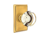 Emtek Glass Knob 2-3/8" Backset Privacy with Rectangular Rose for 1-1/4" to 2" Door - Reversible in French Antique Brass