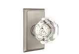 Emtek Town Glass Knob 2-3/8" Backset Privacy with Rectangular Rose for 1-1/4" to 2" Door - Reversible in Pewter