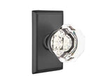 Emtek Town Glass Knob 2-3/8" Backset Privacy with Rectangular Rose for 1-1/4" to 2" Door - Reversible in Flat Black