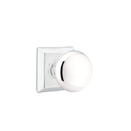 Emtek Knob 2-3/8" Backset Privacy with Quincy Rose for 1-1/4" to 2" Door - Reversible in Polished Chrome