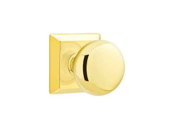 Emtek Knob 2-3/8" Backset Privacy with Quincy Rose for 1-1/4" to 2" Door in Polished Brass Lifetime
