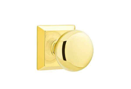 Emtek Knob 2-3/8" Backset Privacy with Quincy Rose for 1-1/4" to 2" Door in Polished Brass Lifetime