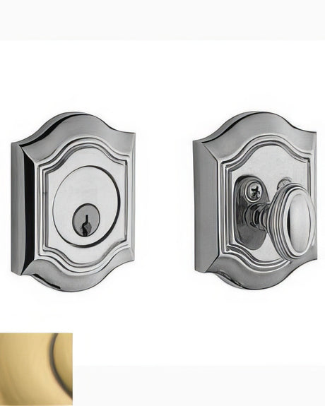 Baldwin 8237060 satin brass and brown single cylinder deadbolt