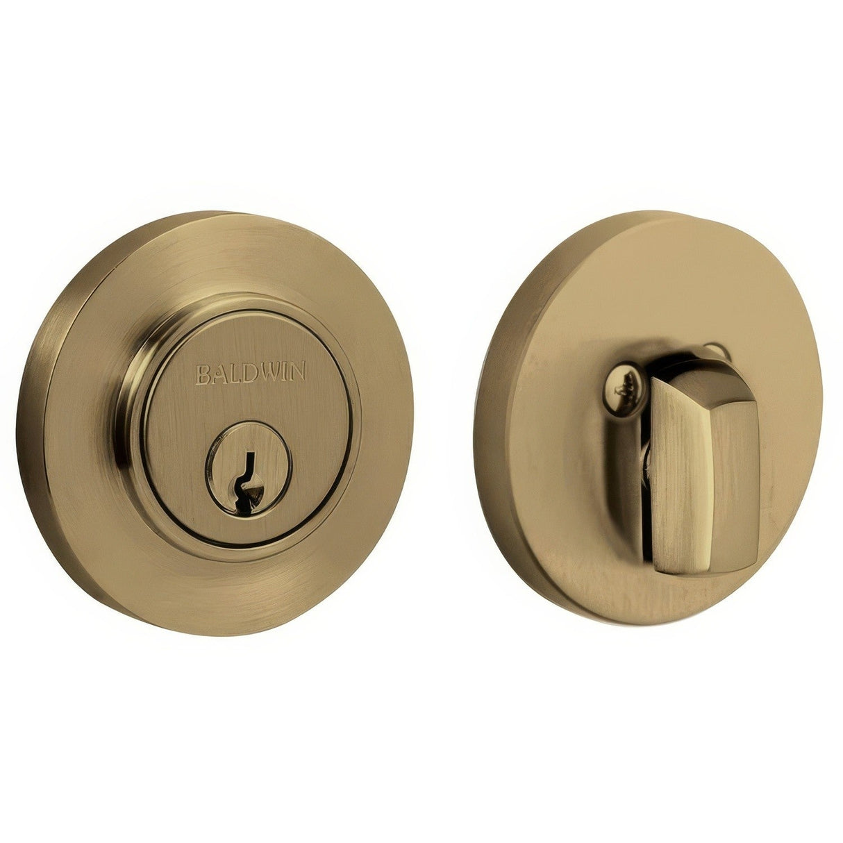 Baldwin 8244050 satin brass and black single cylinder deadbolt