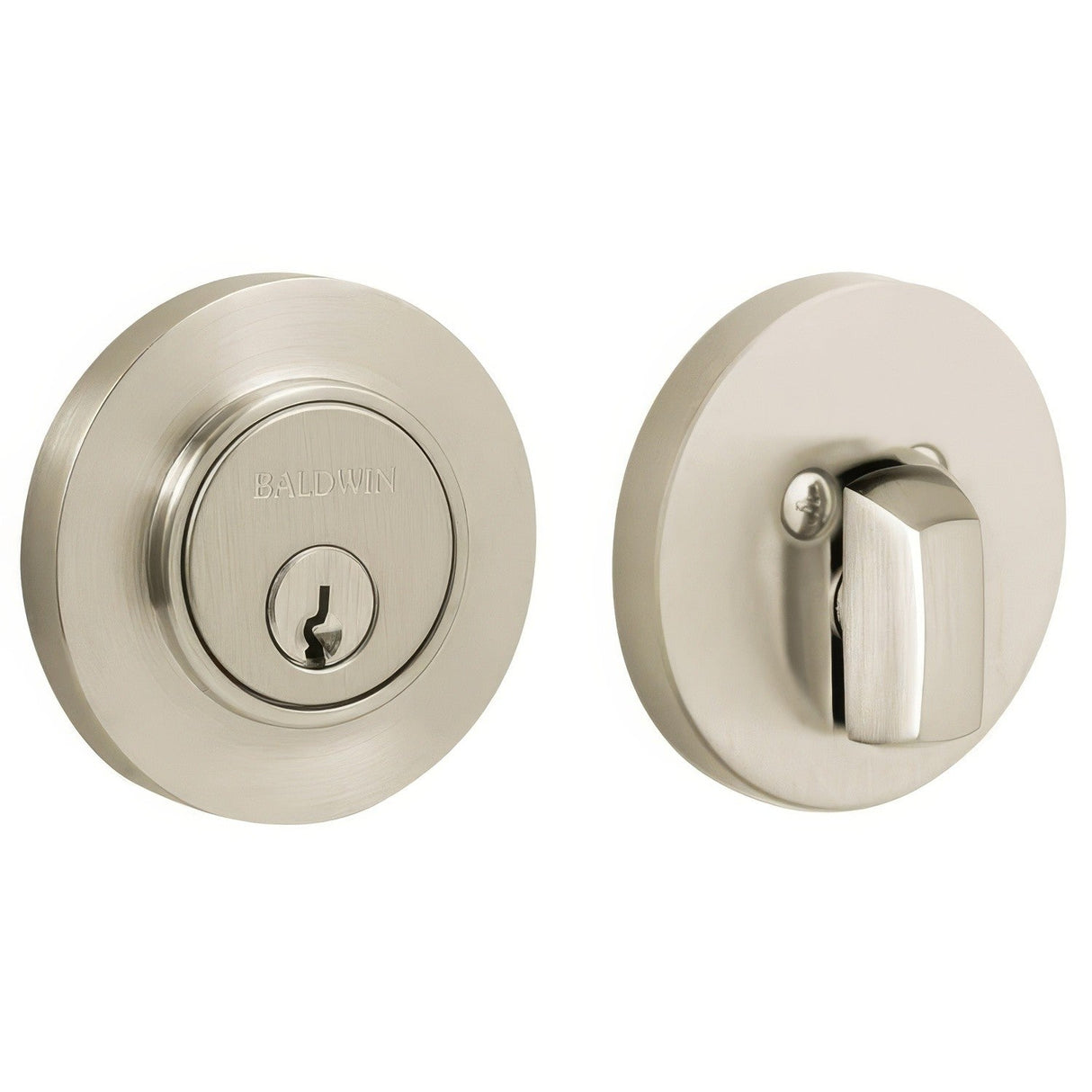 Baldwin 8244056 lifetime satin nickel single cylinder deadbolt