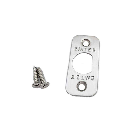 Emtek Corner Faceplate and Screws for Passage or Privacy Latch in Satin Nickel