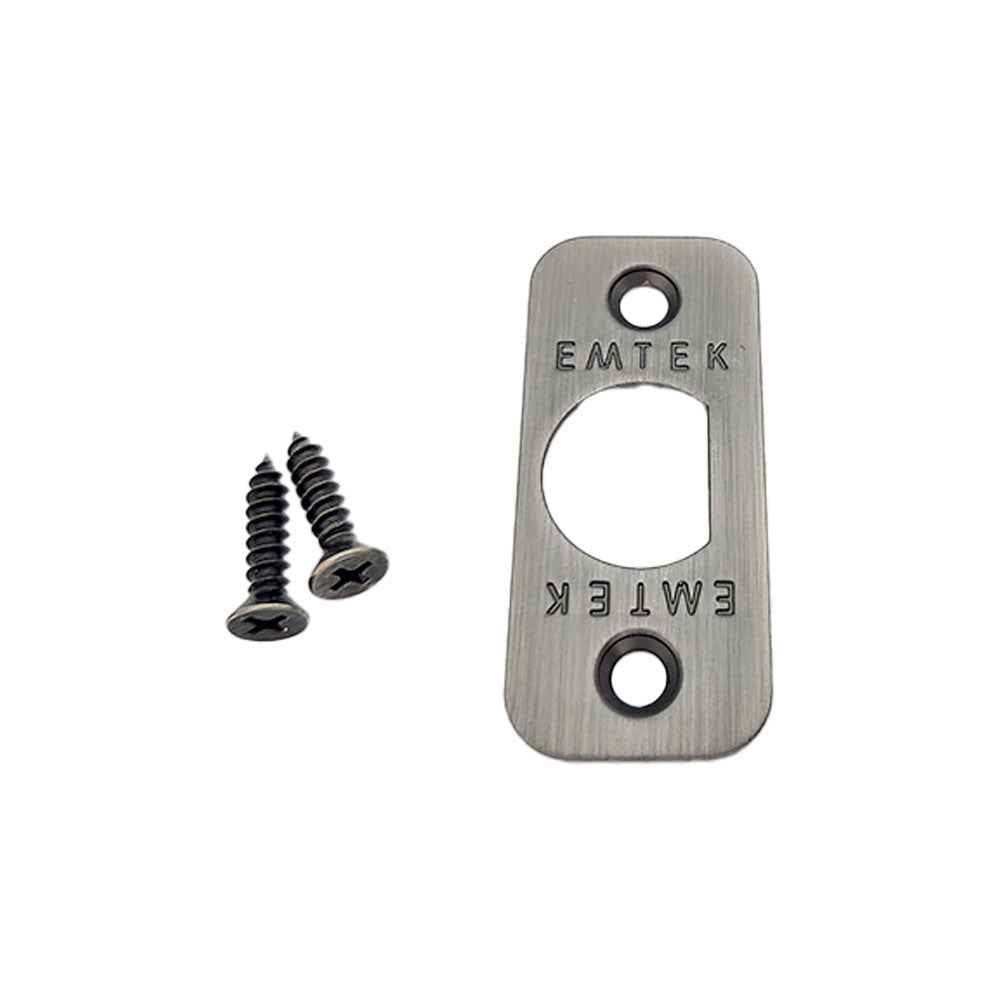 Emtek Corner Faceplate and Screws for Passage or Privacy Latch in Pewter