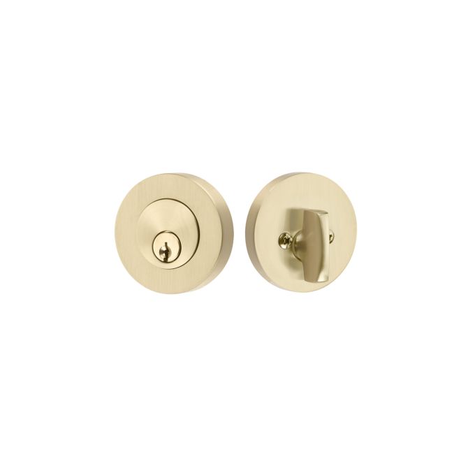 Emtek Disc Single Cylinder Deadbolt with 2-3/8" and 2-3/4" Backset for 1-3/4" Door in Satin Brass