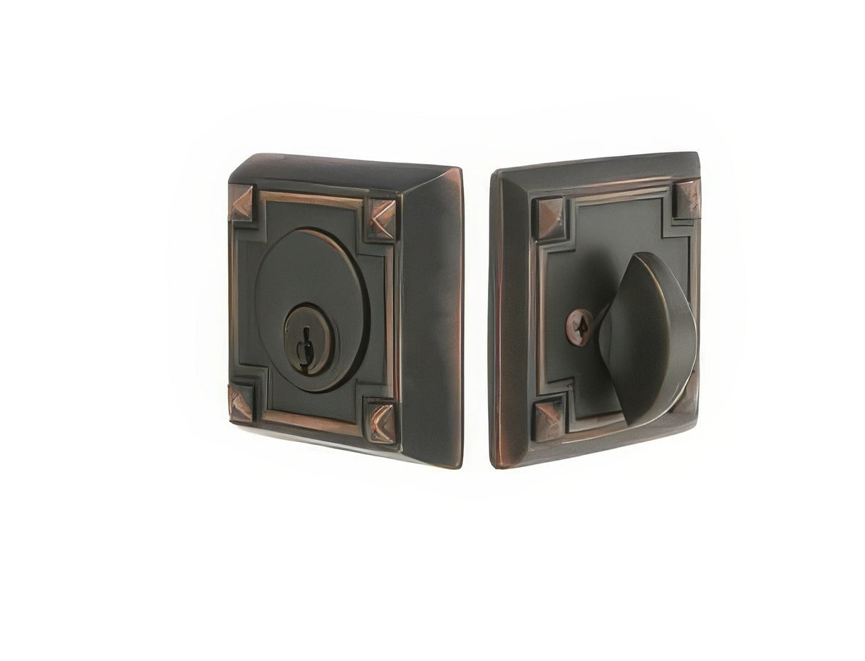 Emtek 8454US19 flat black single cylinder deadbolt