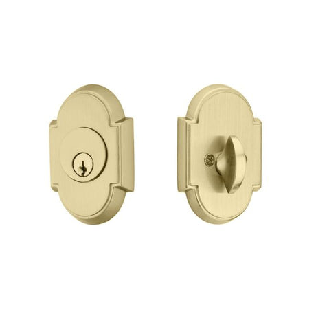 Emtek 8466US4 # 8 Single Cylinder Deadbolt for 1-3/4" Door Satin Brass Finish