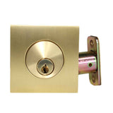 Emtek Single Cylinder Deadbolt with 2-3/8" and 2-3/4" Backset for 1-3/4" Door with Radius Latch Strike in Satin Brass