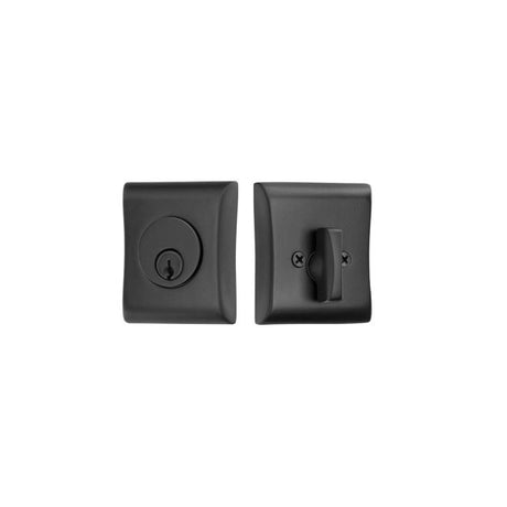Emtek Single Cylinder Deadbolt with 2-3/8" and 2-3/4" Backset for 1-3/4" Door - Reversible in Flat Black