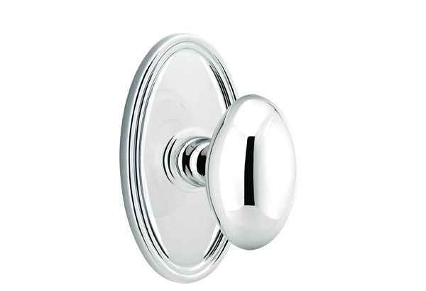 Emtek Knob Dummy Pair with Oval Rose for 1-1/4" to 2" Door - Reversible in Polished Chrome