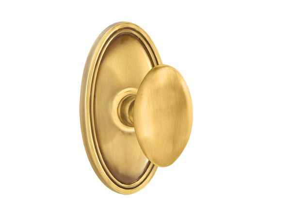 Emtek Knob Dummy Pair with Oval Rose for 1-1/4" to 2" Door - Reversible in French Antique Brass