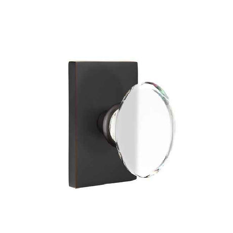 Emtek Glass Knob Dummy Pair with Rectangular Rose for 1-1/4" to 2" Door - Reversible in Oil Rubbed Bronze