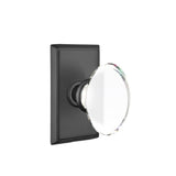 Emtek Glass Knob Dummy Pair with Rectangular Rose for 1-1/4" to 2" Door - Reversible in Flat Black