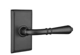Emtek Lever Dummy Pair with Rectangular Rose for 1-1/4" to 2" Door - Left Hand in Flat Black