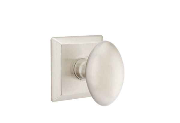 Emtek Knob Dummy Pair with Quincy Rose for 1-1/4" to 2" Door - Reversible in Satin Nickel