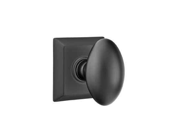 Emtek Knob Dummy Pair with Quincy Rose for 1-1/4" to 2" Door - Reversible in Flat Black