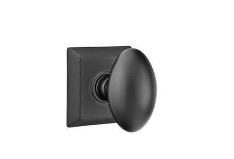 Emtek Knob Dummy Pair with Quincy Rose for 1-1/4" to 2" Door - Reversible in Flat Black