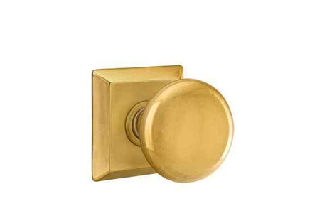 Emtek Knob Dummy Pair with Quincy Rose for 1-1/4" to 2" Door - Reversible in French Antique Brass