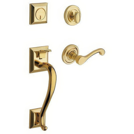 Baldwin 85320003RDBL lifetime polished brass double cylinder handleset
