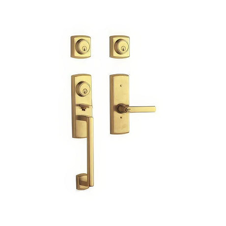Baldwin 853850312DCL unlacquered brass double cylinder handleset