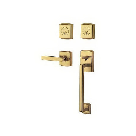 Baldwin 85386003RDBL lifetime polished brass double cylinder handleset