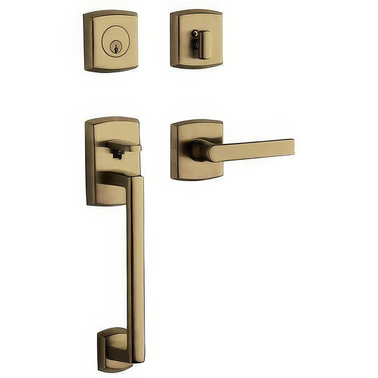 Baldwin 85386050LFD satin brass and black dummy handleset