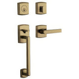 Baldwin 85386050RFD satin brass and black dummy handleset