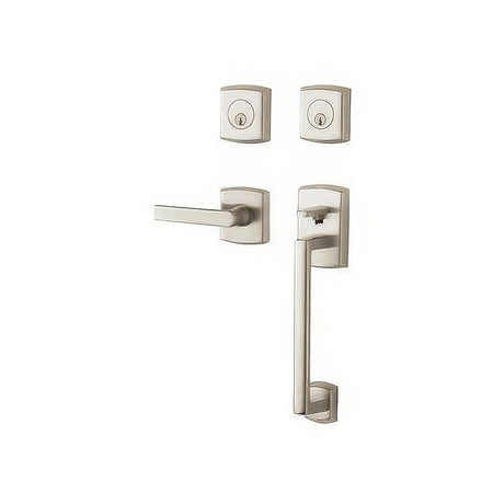 Baldwin 85386056RDBL lifetime satin nickel double cylinder handleset