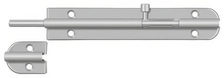 Deltana 8BB32D barrel bolt in satin stainless, front view