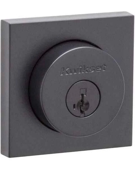 Kwikset 982SQT Single Cylinder Halifax Square Rose Deadbolt SmartKey in Bright Chrome