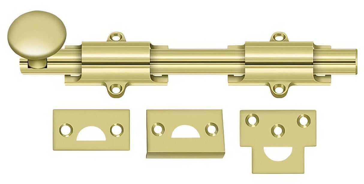 Deltana 8SB3 polished brass surface bolt