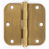 Emtek 91033US7 91033US 3.5" x 3.5" Plain Bearing 5/8" Radius Corners Mortise Hinge - Pair Antique Brass