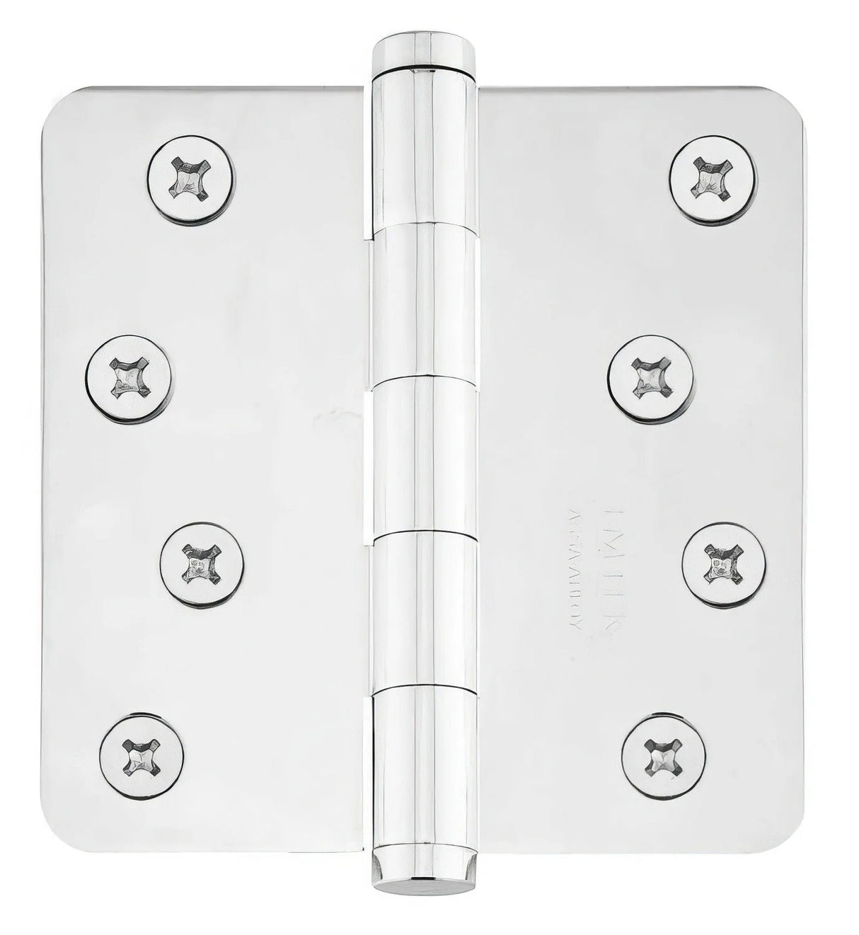 Emtek 91034US 4" x 4" Plated Steel Residential Duty 5/8" Radius Round Corner Plain Bearing Hinges - Pair