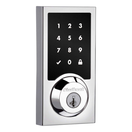 Kwikset 918CNTZW700 Contemporary Home Connect Touchscreen Connected Smart Lock Deadbolt in Polished Chrome