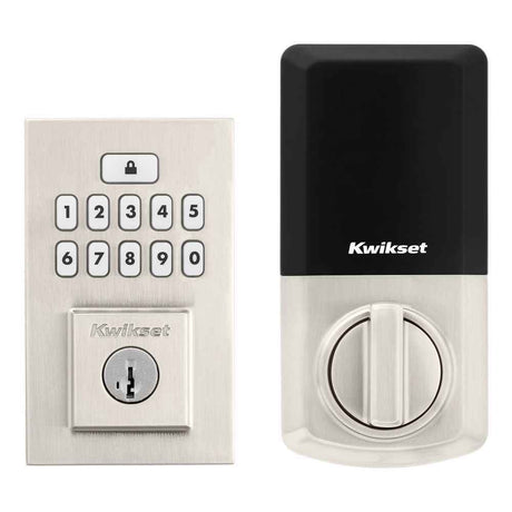 Kwikset SmartCode Electronic Deadbolt with SmartKey in Satin Nickel