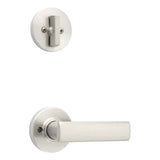 Kwikset Breton Handleset Trim with Round Rose in Satin Nickel
