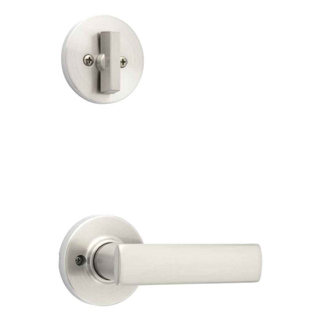 Kwikset Breton Handleset Trim with Round Rose in Satin Nickel