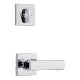 Kwikset Breton Handleset Trim with Square Rose in Bright Chrome