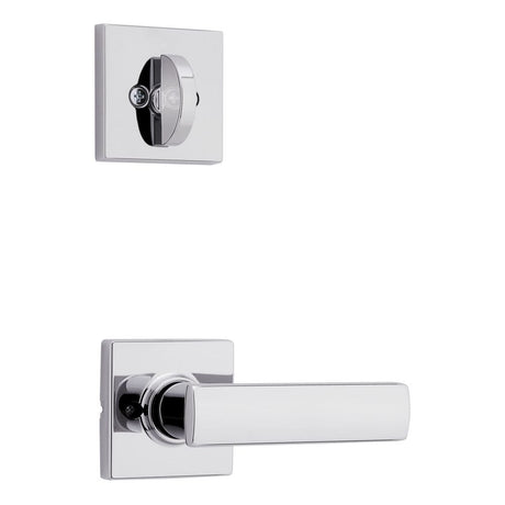 Kwikset Breton Handleset Trim with Square Rose in Bright Chrome