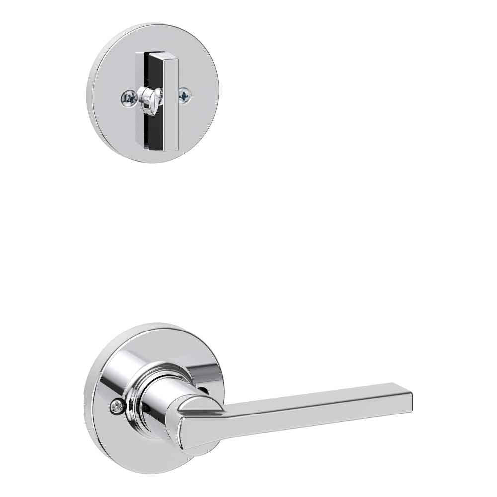 Kwikset Casey Handleset Trim with Round Rose in Bright Chrome