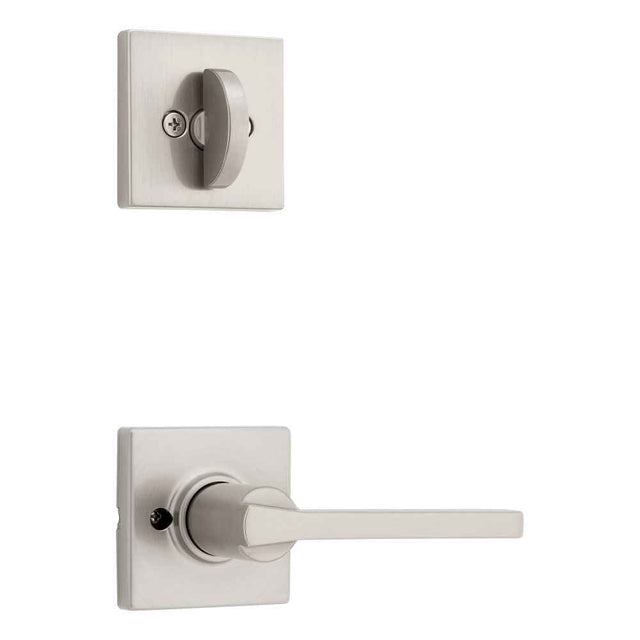 Kwikset Casey Handleset Trim with Square Rose in Satin Nickel