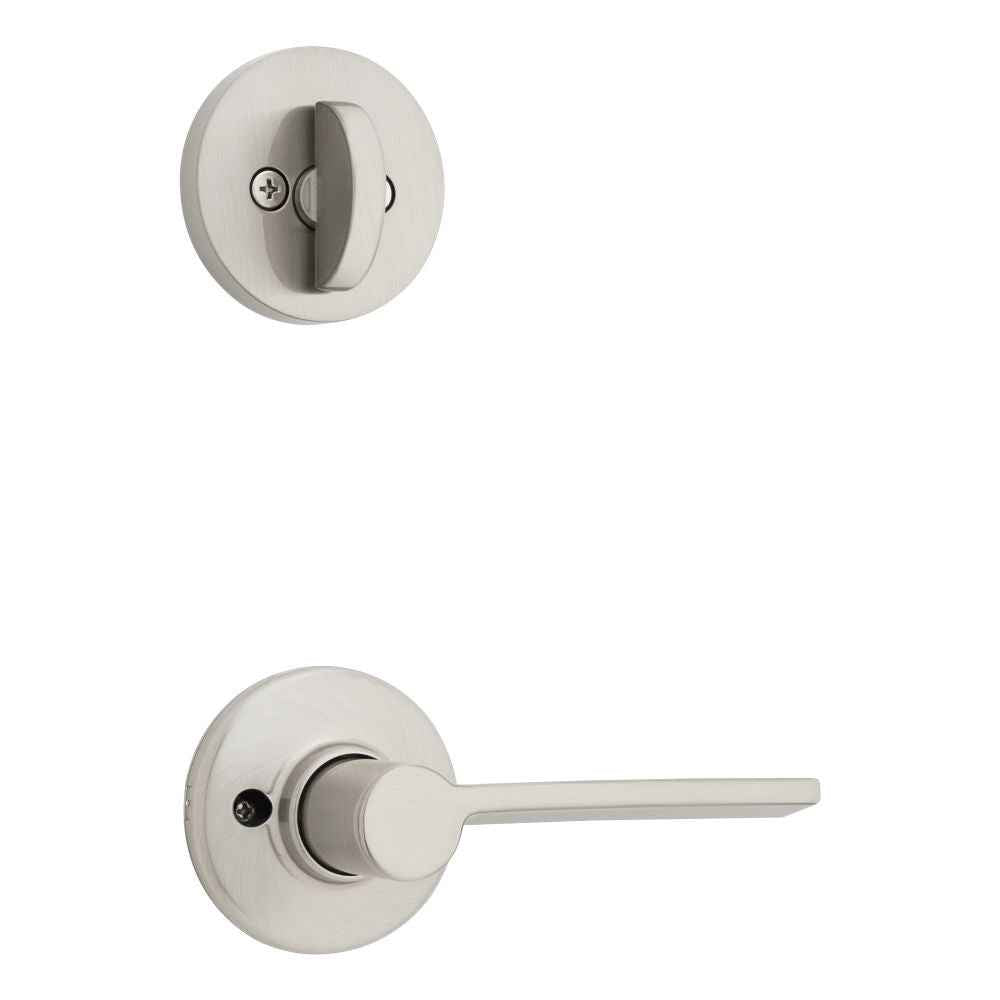 Kwikset Ladera Handleset Trim with Round Rose in Satin Nickel
