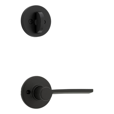 Kwikset Ladera Handleset Trim with Round Rose in Matte Black