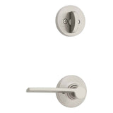 Kwikset Ladera Handleset Trim with Round Rose in Satin Nickel