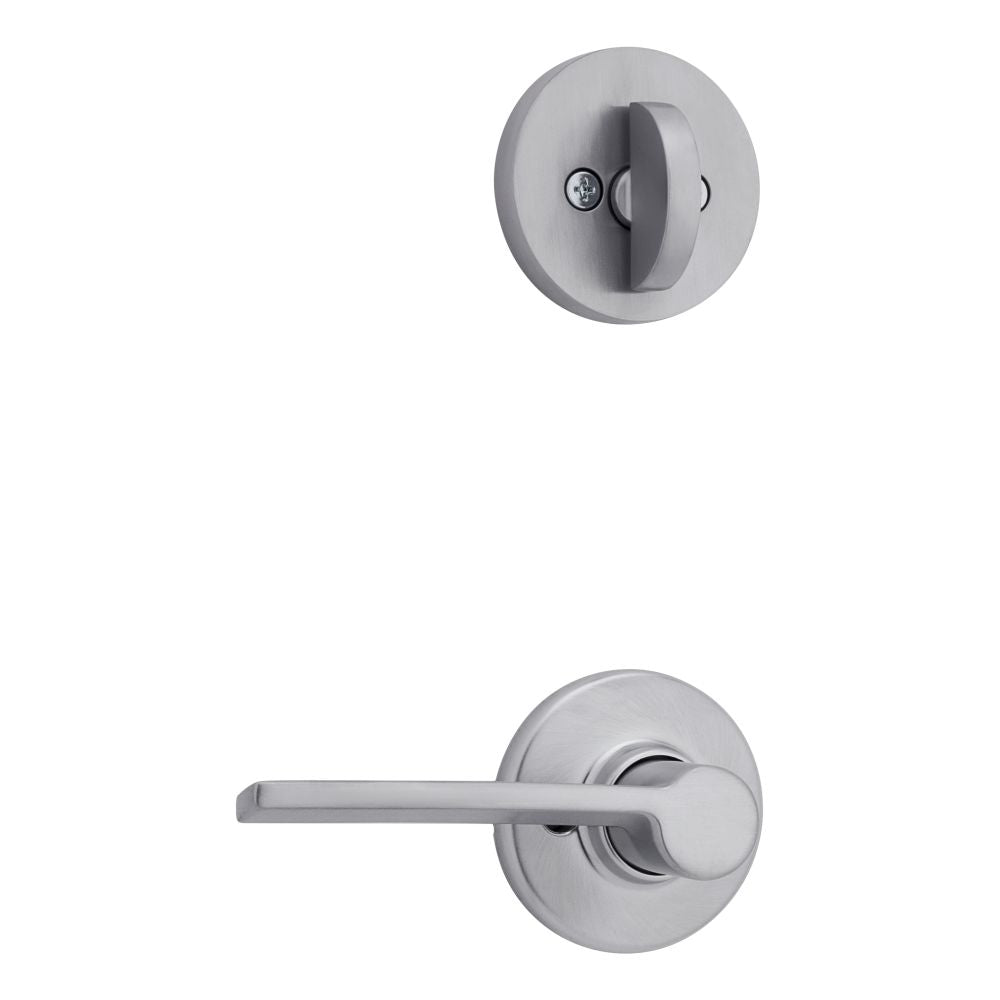 Kwikset Ladera Handleset Trim with Round Rose in Satin Chrome