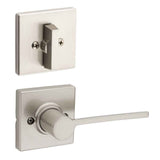 Kwikset Ladera Handleset Trim with Square Rose in Satin Nickel